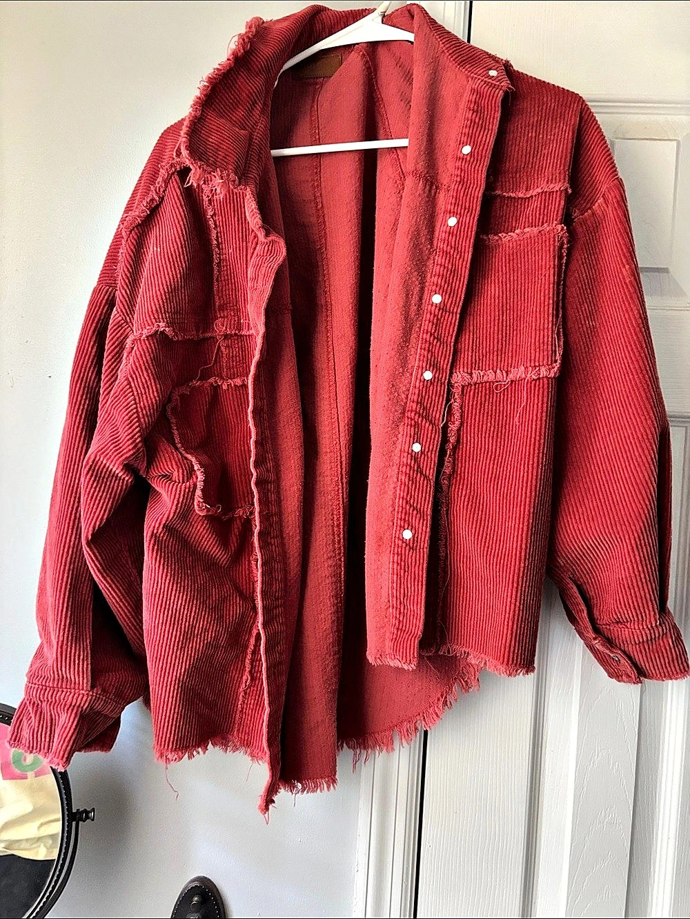 Free People style umgee brand Corduroy Utility Jacket in Red Size Small